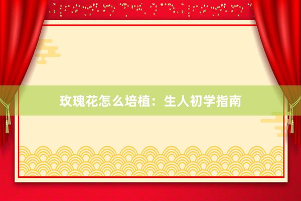 玫瑰花怎么培植：生人初学指南